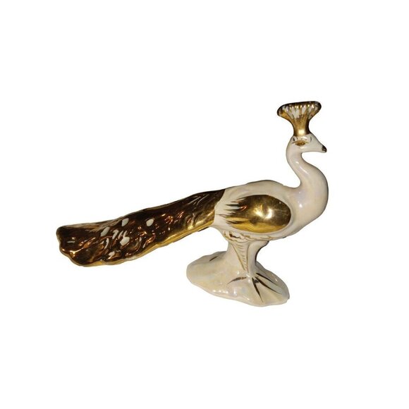 Vintage Bel-Air Pottery USA Lusterware with Gold Gifting Set of 3 Peacocks - Picture 12 of 16